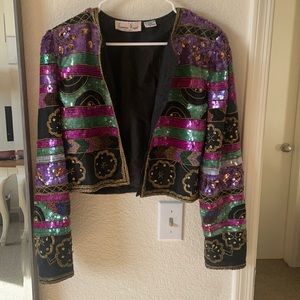 Laurerence Kazar Cropped Sequin Jacket